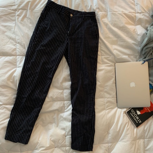 BRANDY MELVILLE STRIPED NAVY PANTS - Picture 2 of 7